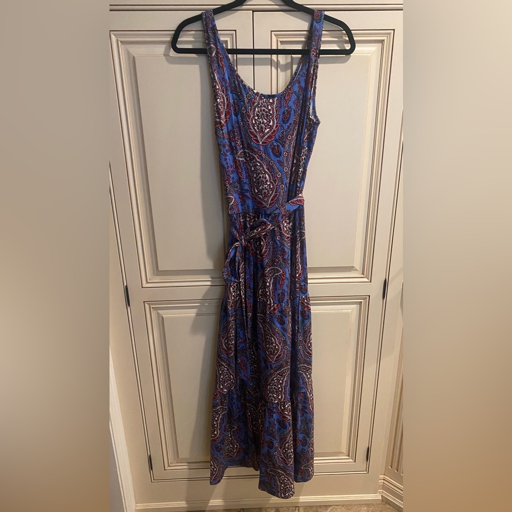 Talbots blue paisley knit maxi dress